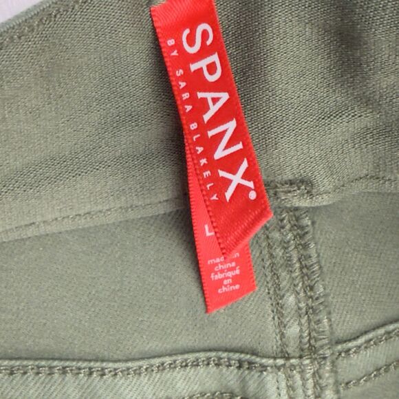 SPANX Stretch Twill Ankle Cargo Jogger Pants Large Utility Jeans Skinny Green - Picture 10 of 14
